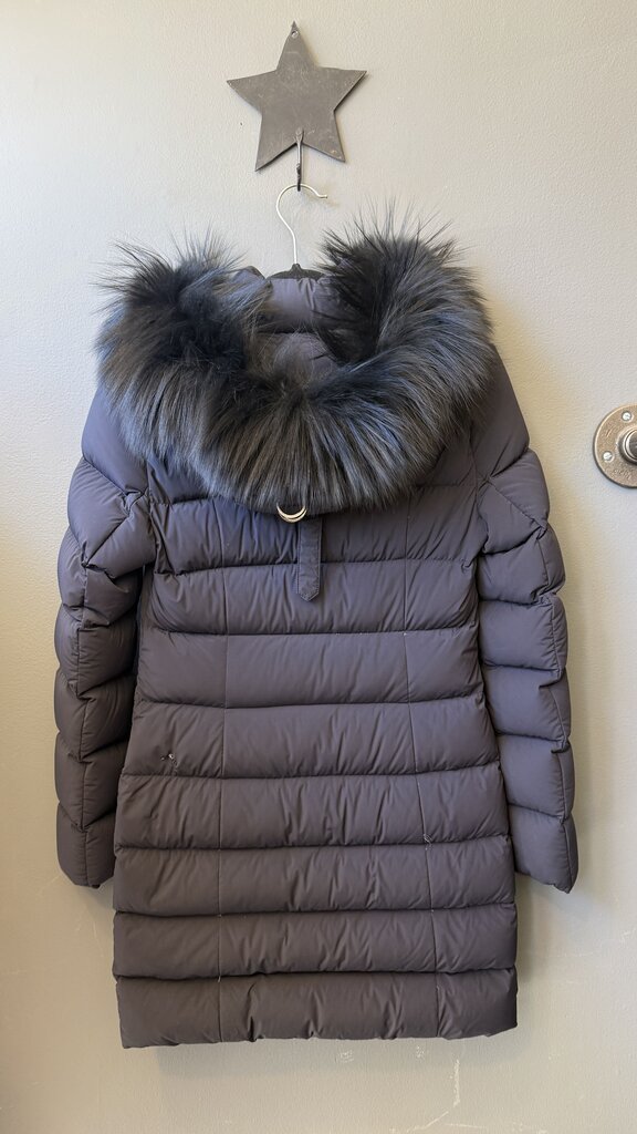 Down Puffer Hooded Coat with Fur Trim