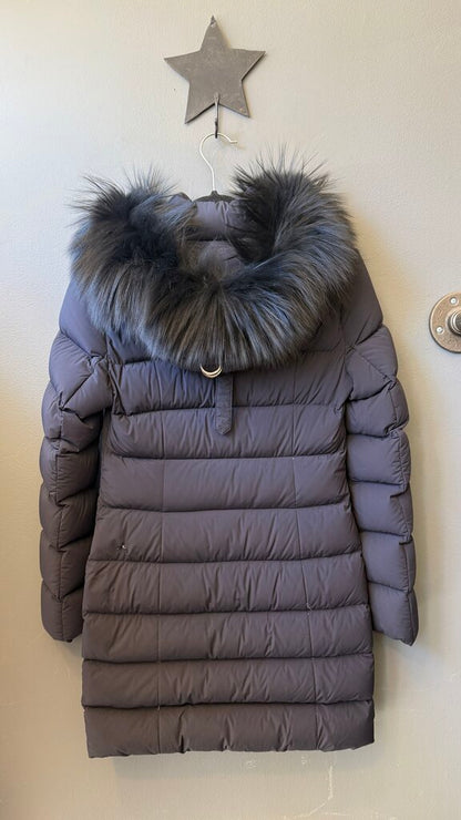 Down Puffer Hooded Coat with Fur Trim