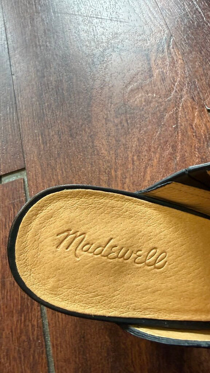 Stacked Heel Leather Mule Clogs