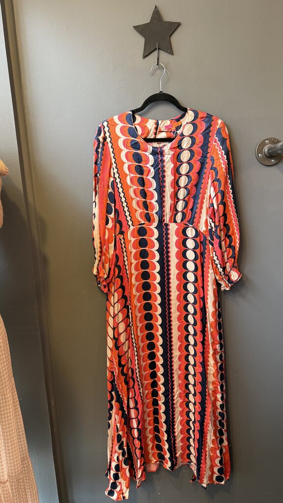 Circle Print Maxi Longsleeve Dress