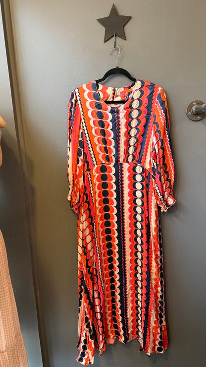 Circle Print Maxi Longsleeve Dress