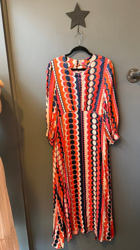 Circle Print Maxi Longsleeve Dress