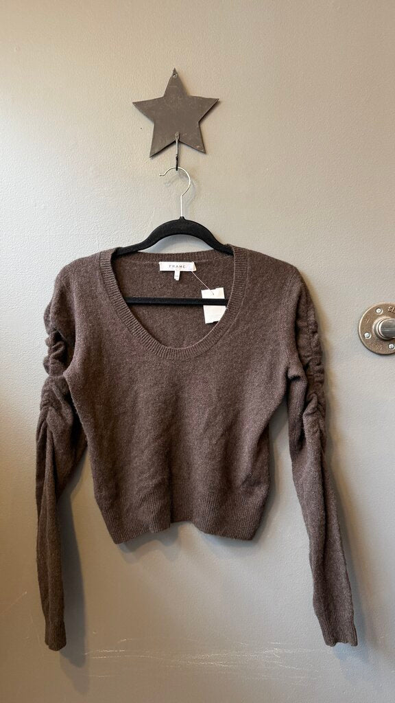 Ruched Sleeve Cashmere Sweater