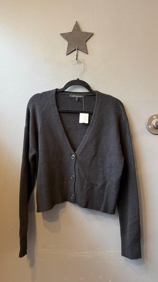 Cashmere Boxy Crop Cardigan Sweater