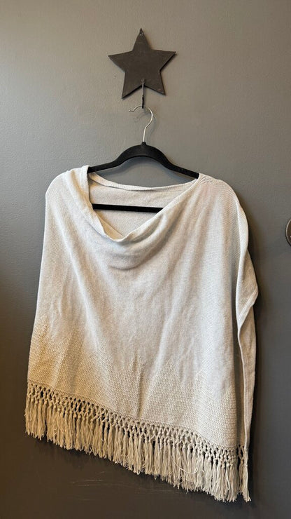 Metallic Cotton Fringe Poncho