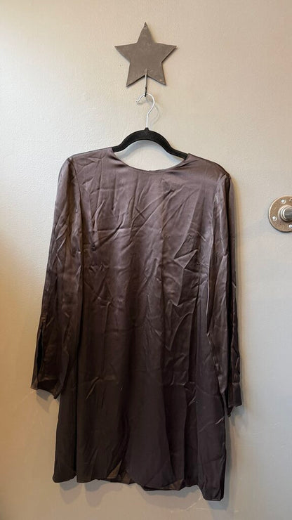 Satin Longsleeve Shift Dress