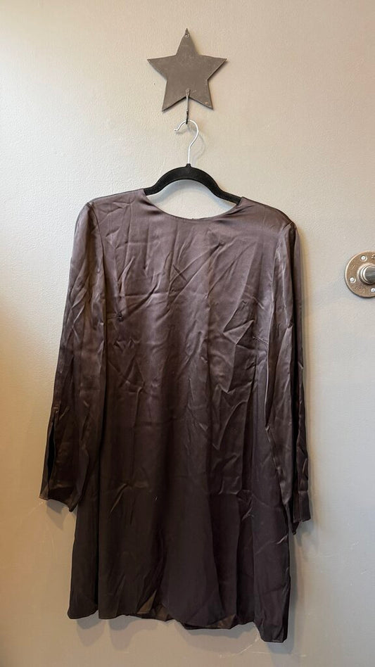 Satin Longsleeve Shift Dress