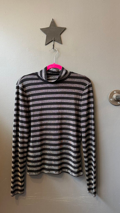 Metallic Mockneck Stretch Top