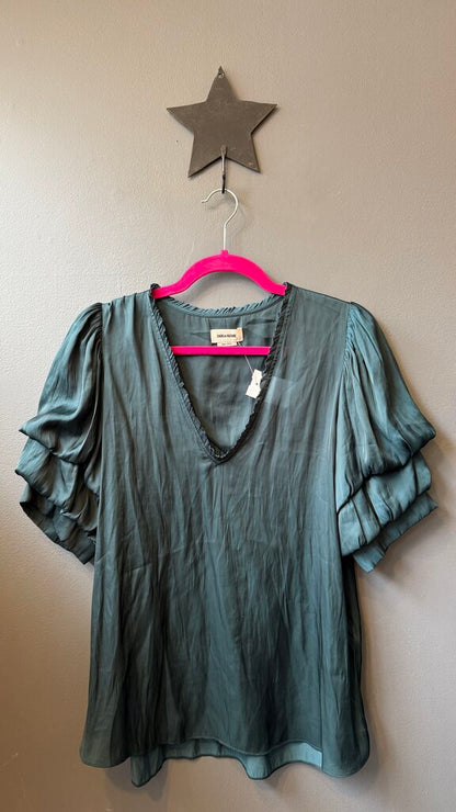 Satin Vneck Blouse