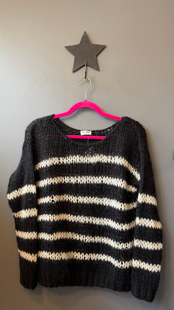 Wool Mohair Stripe Bulky Sweater