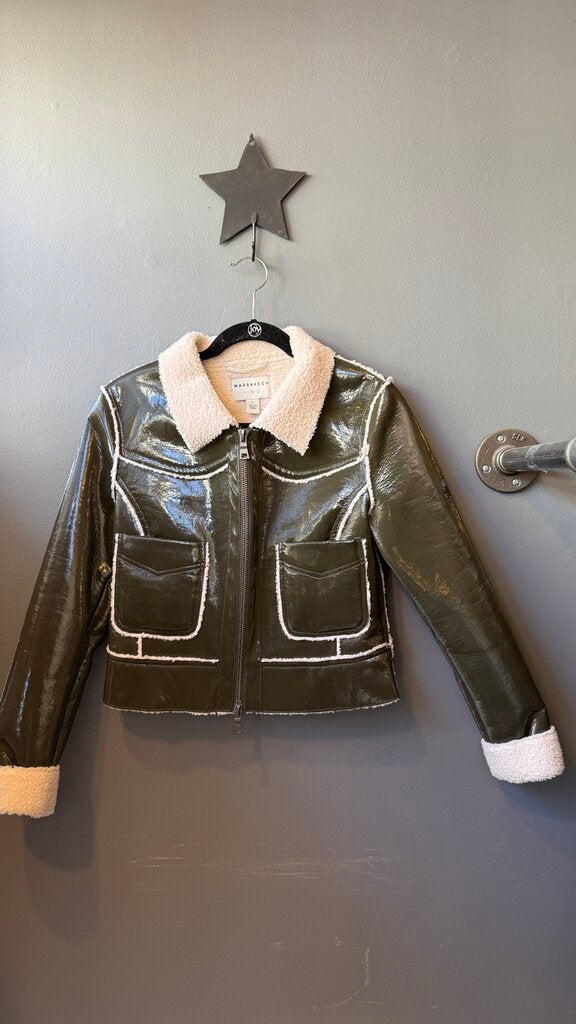 Faux Shearling Patent Jacket