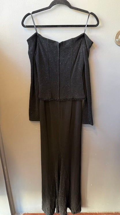 Vintage Longsleeve Beaded Top Maxi Gown Dress