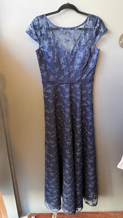 Floral Lace Fit Flare Maxi Gown Dress