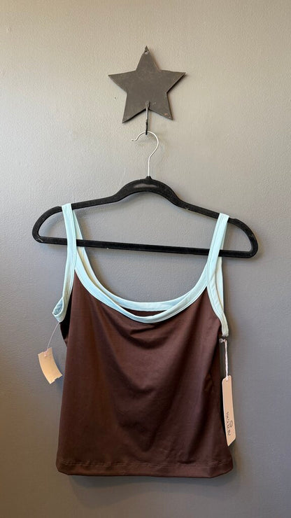Coffee Bean Scoopneck Crop Tank