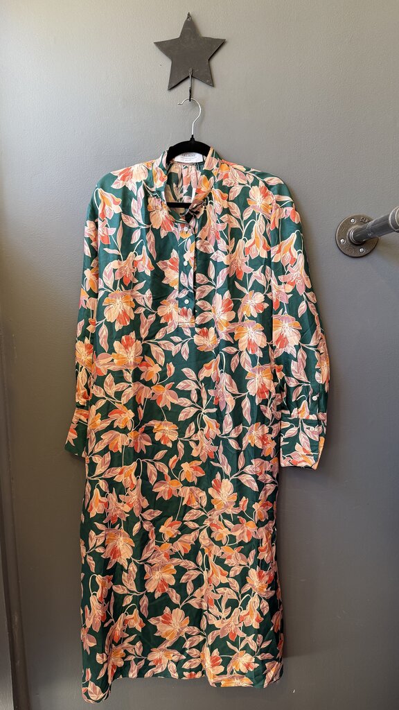 Floral Satin Midi Caftan Dress