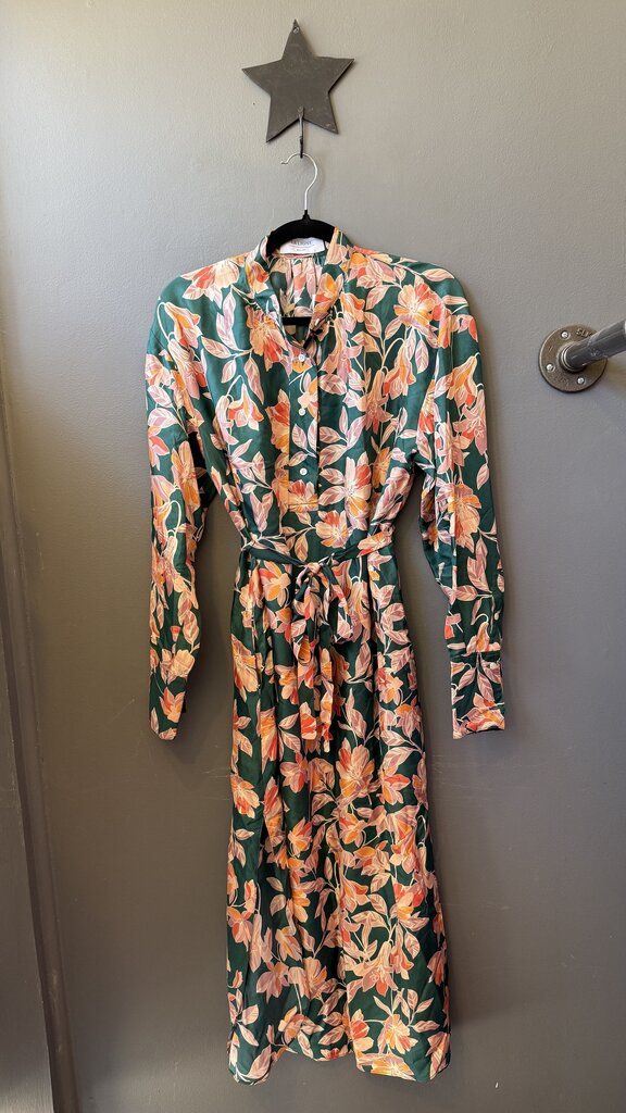 Floral Satin Midi Caftan Dress