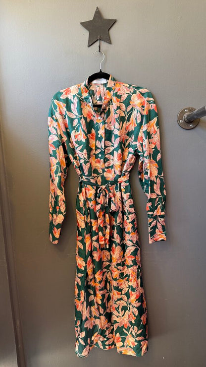 Floral Satin Midi Caftan Dress