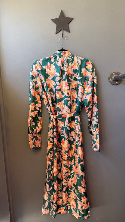Floral Satin Midi Caftan Dress
