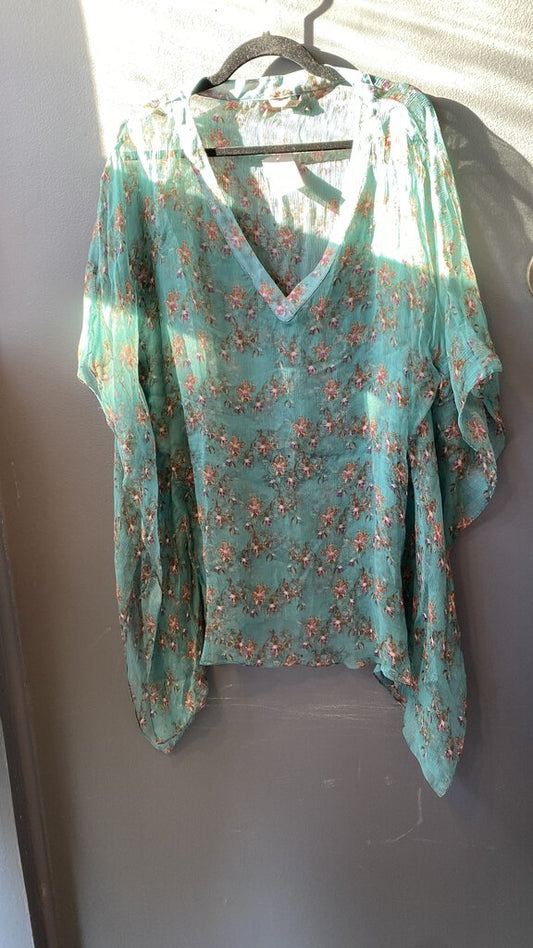 Silk Floral Flutter Blouse