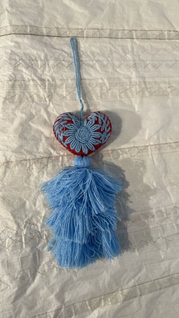 Embroidered Heart Tassel